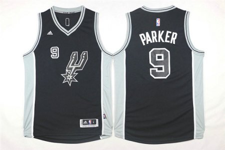 Maillot De Basket San Antonio Spurs Tony Parker 9 2015-16 Season Noir